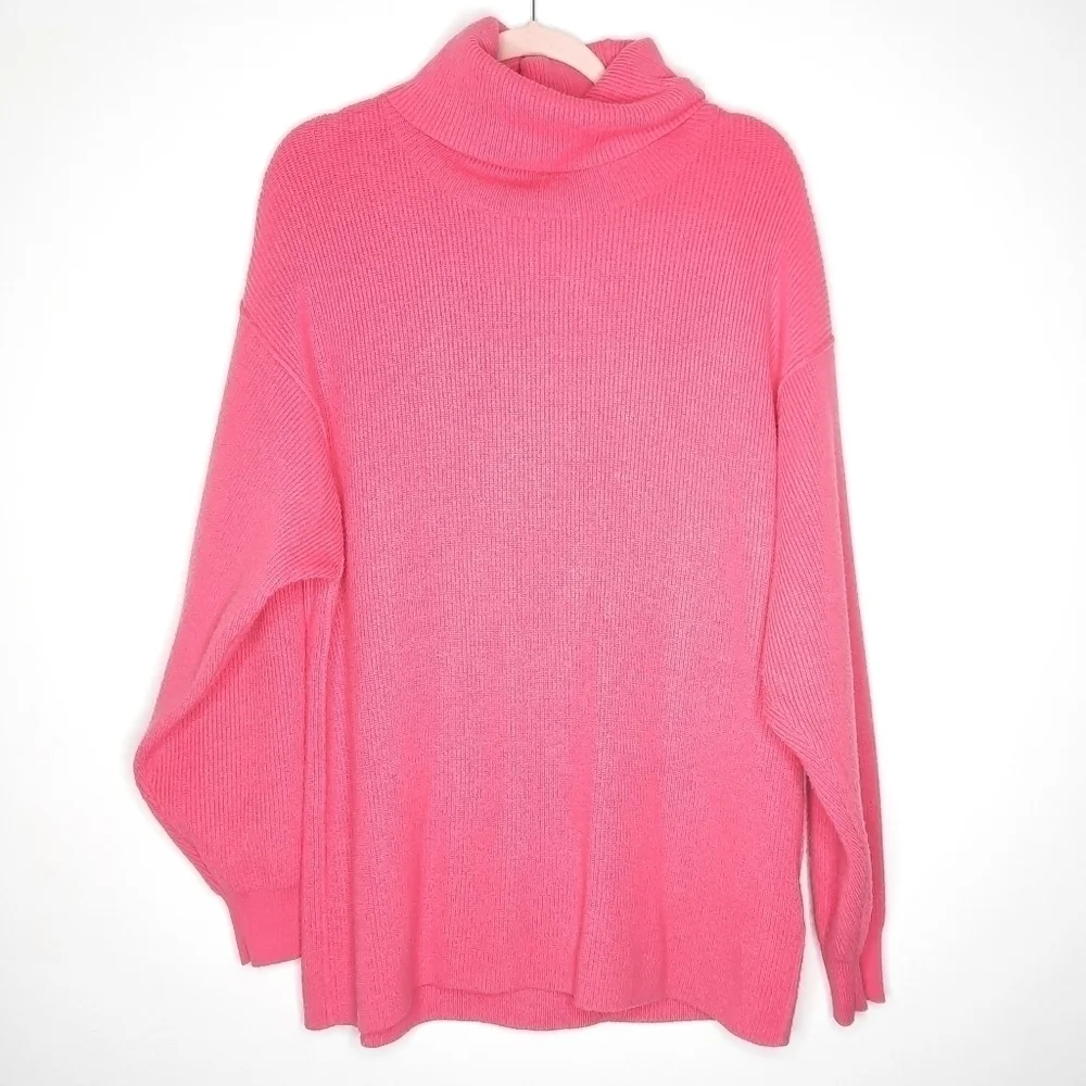Free People Pink Oversized Chunky Turtleneck Sweater S